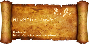 Mihályi Jenő névjegykártya